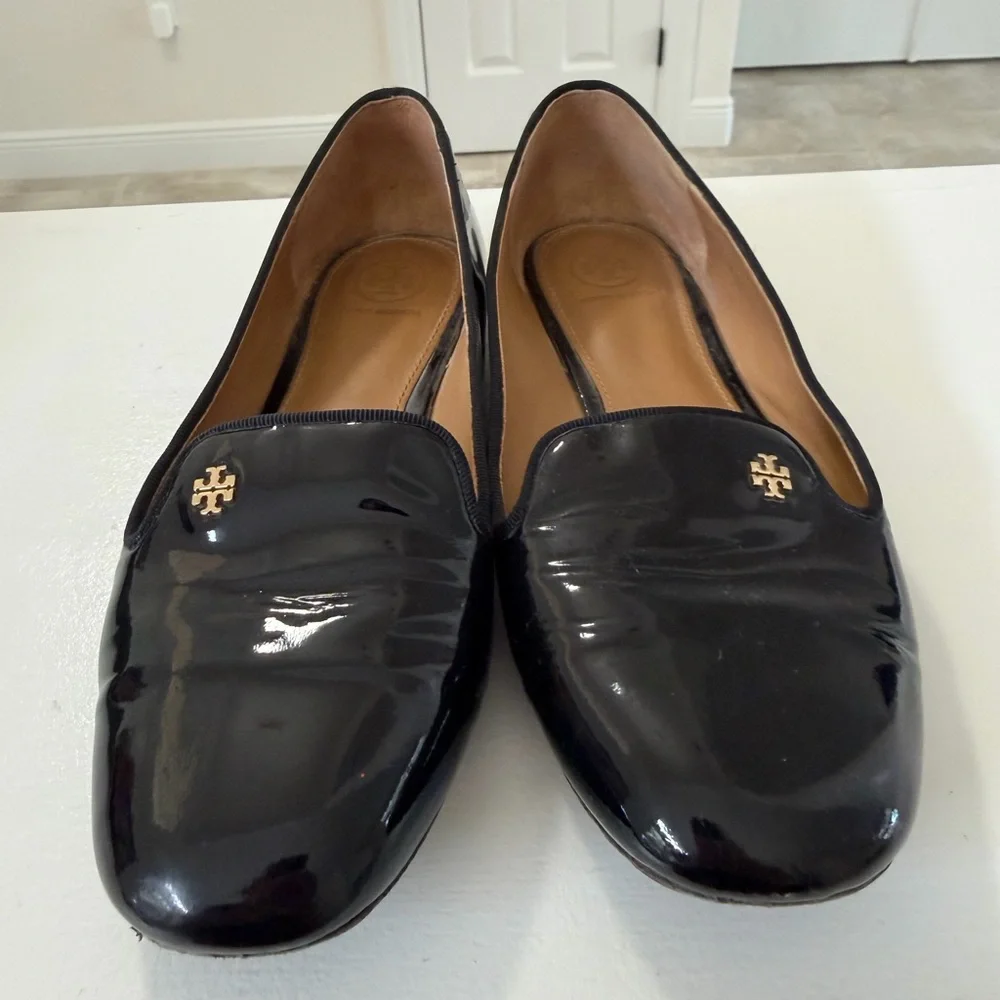 Tory Burch Samantha Black Patent Leather Loafers Size 8 - Picture 2 of 6